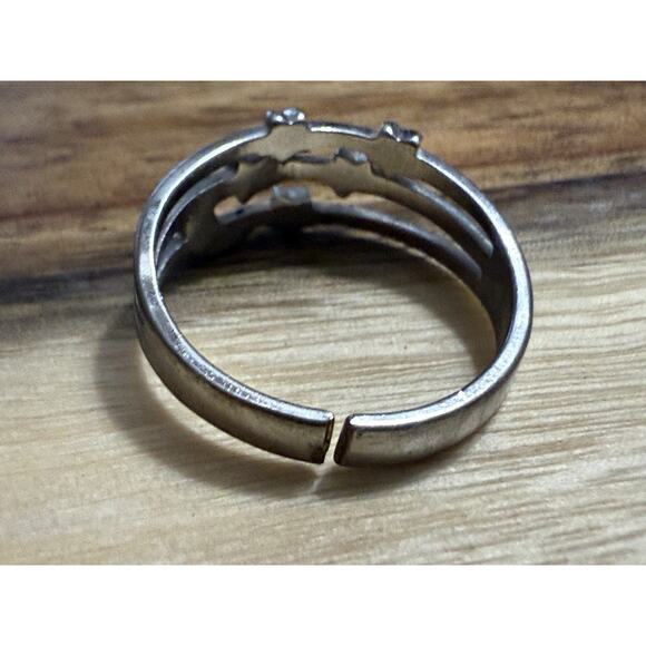 Dangle Vintage Avon Shooting Star Earrings W/ Ring Silver Tone Metal Set - Picture 8 of 11